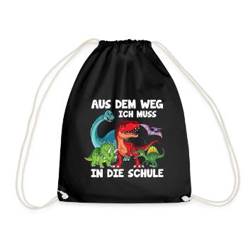 Aus dem Weg ich muss in die Schule Dino - Turnbeutel - Schwarz - Vorne
