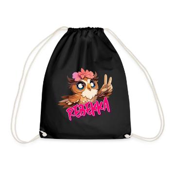 REBEKKA - Beau nom de fille avec hibou mignon - Sac de sport léger - noir - Devant