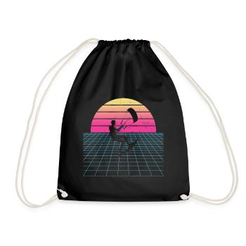 Kiten Kitesurfer Kitesurfing Women Men - Drawstring Bag - black - Front