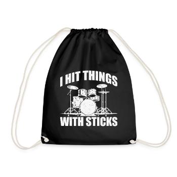 I Hit Things With Sticks - Drawstring Bag - black - Front