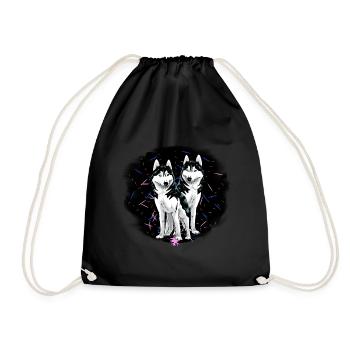 Husky Hunde Hund Haustiere Hundehalter Rassehund - Turnbeutel - Schwarz - Vorne