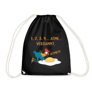 Huhn Hühner Hahn Lustige Sprüche - Turnbeutel - Schwarz - Vorne