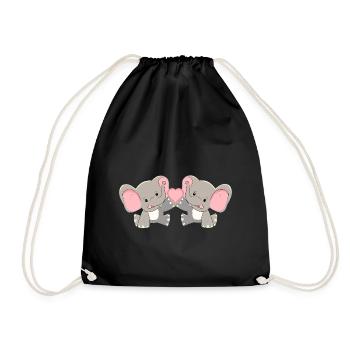 Elephant Baby Heart Enfants Naissance Jumeaux Enfants - Sac de sport léger - noir - Devant