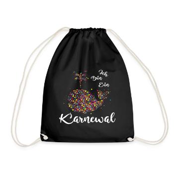 Ich Bin Ein Karnewal Konfetti Fasching Karneval - Turnbeutel - Schwarz - Vorne