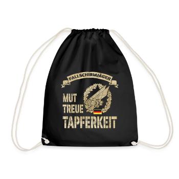 Mut Treue Tapferkeit - Fallschirmjäger Geschenk - Turnbeutel - Schwarz - Vorne