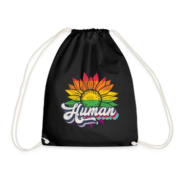 Human Sunflower Rainbow LGBTQ Pride Flag - Drawstring Bag - black - Front