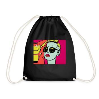 Pop Art - Frau mit Sonnebrille - Turnbeutel - Schwarz - Vorne