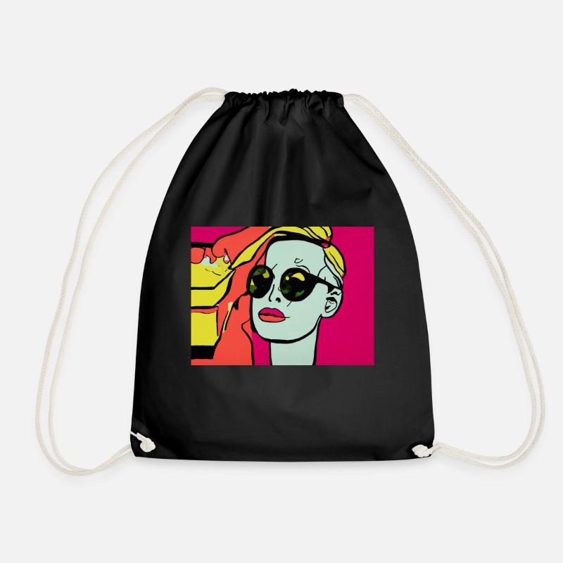 Pop Art - Frau mit Sonnebrille - Turnbeutel - Schwarz