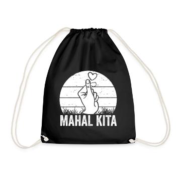 Awesome Mahal Kita Pinoy Finger Heart For Filipino - Drawstring Bag - black - Front