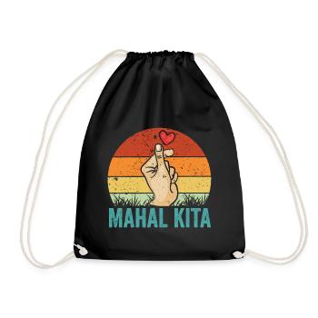 Vintage Mahal Kita Pinoy Finger Heart For Filipino - Drawstring Bag - black - Front