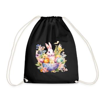Frohe Ostern Hase Osterei für einen Osterhasen - Turnbeutel - Schwarz - Vorne