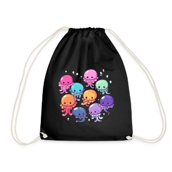 Qualle Schwarm Sea Beach Meduse Marine Diver - Turnbeutel - Schwarz - Vorne