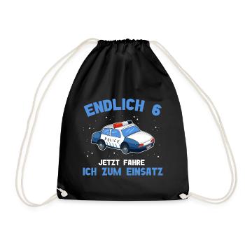 6 Birthday Police 6 Year Old - Drawstring Bag - black - Front
