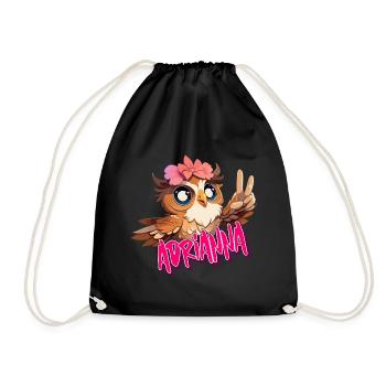 ADRIANNA - Beau nom de fille avec un joli hibou - Sac de sport léger - noir - Devant