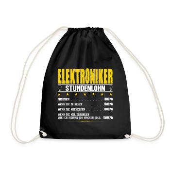 Elektriker Elektromeister Elektroniker Stundenlohn - Turnbeutel - Schwarz - Vorne