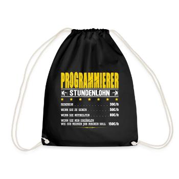 Programmierer Stundenlohn Informatik IT-Techniker - Turnbeutel - Schwarz - Vorne