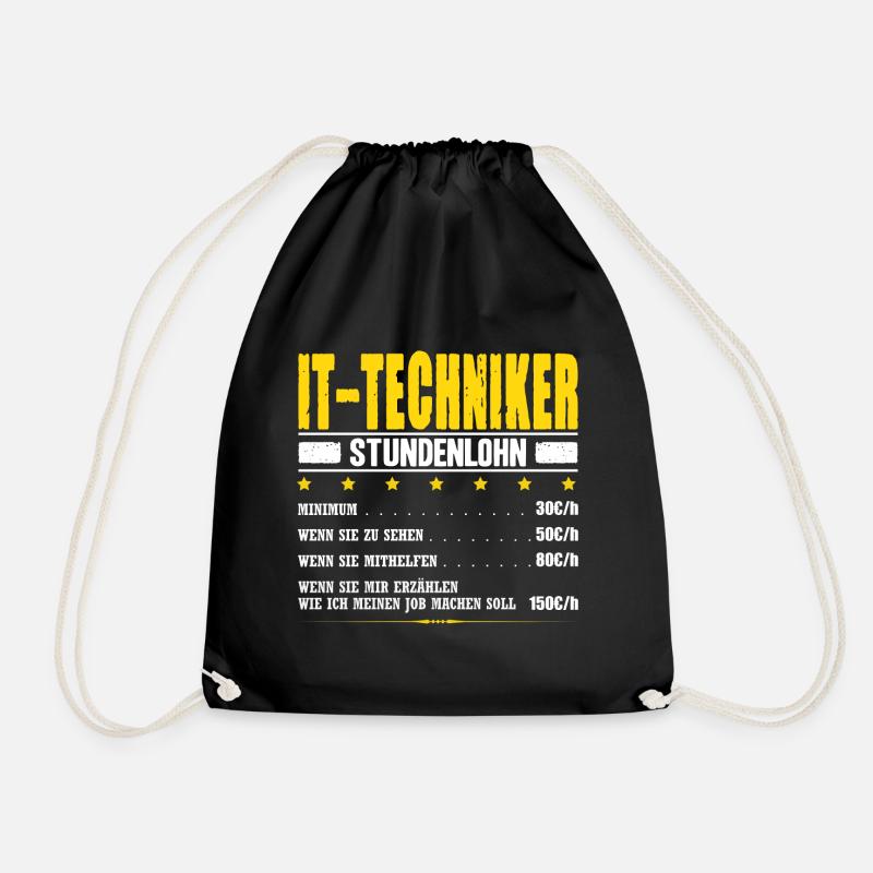 IT-Techniker Stundenlohn Informatiker Gehalt IT - Turnbeutel - Schwarz