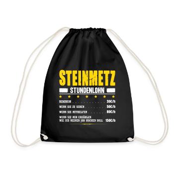 Steinmetz Stundenlohn Steinmetzmeister Gehalt - Turnbeutel - Schwarz - Vorne
