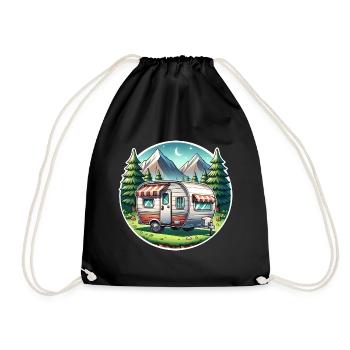 Camping Camper Caravan - Drawstring Bag - black - Front