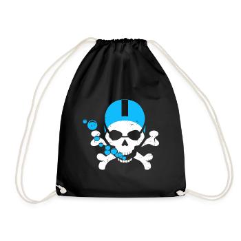 Swimming Skull - Drawstring Bag - black - Front