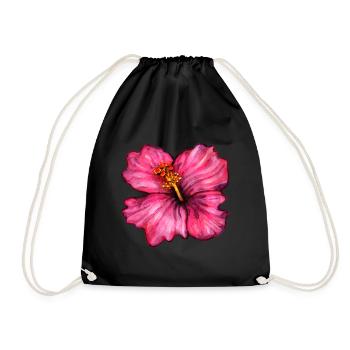 Hibiscus (watercolor) - Drawstring Bag - black - Front
