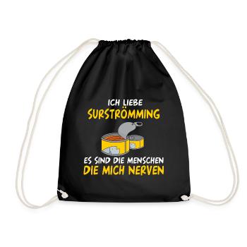 Surströmming Challenge Gammelfisch Kotzfisch - Turnbeutel - Schwarz - Vorne