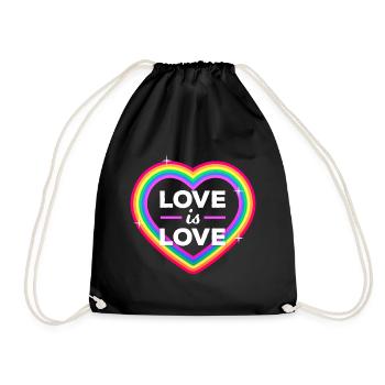 Love is equal. Liebe kennt kein Geschlecht. Spruch - Turnbeutel - Schwarz - Vorne