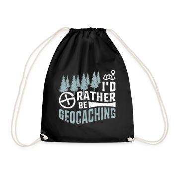 I'd Rather Be Geocaching Geocacher - Drawstring Bag - black - Front