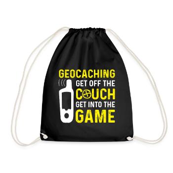 Geocache Get Off The Couch Funny Geocaching - Drawstring Bag - black - Front