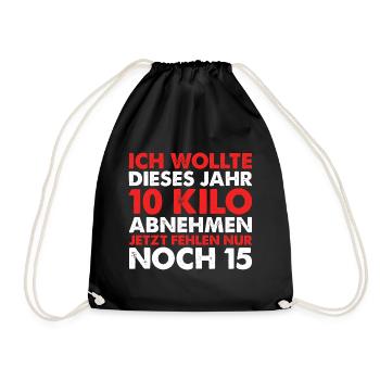 Ich wollte 10 kilo abnehmen, Spruch Funshirt - Turnbeutel - Schwarz - Vorne