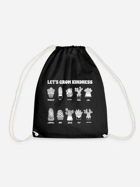 Awesome Let's Grow Kindness For Succulent Cactus - Turnbeutel - Schwarz
