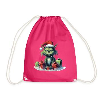 Katze Weihnachten Weihnachtselfe Geschenke Mütze - Turnbeutel - Fuchsia - Vorne