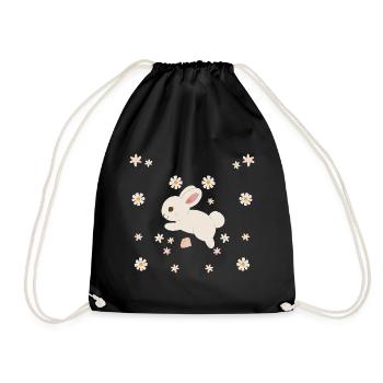 Bunny Child Rabbit Rodent Kids Easter - Drawstring Bag - black - Front