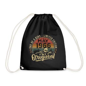 May 1966 Vintage May 1966 Birthday Gift - Drawstring Bag - black - Front