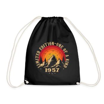 Jahrgang 1957 Retro 1957 Jubiläumsgeschenk 1957 - Turnbeutel - Schwarz - Vorne