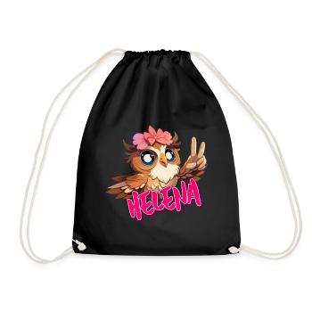HELENA - Beautiful girl name with cute OWL - Drawstring Bag - black - Front