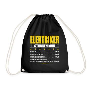 Elektriker Stundenlohn Elektromeister Elektroniker - Turnbeutel - Schwarz - Vorne
