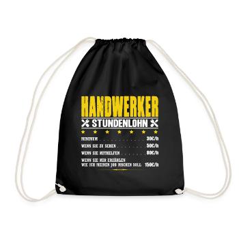 Handwerker Stundenlohn Maurer Maler Elektriker - Turnbeutel - Schwarz - Vorne