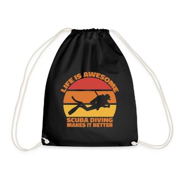 La vie est géniale - la plongée sous-marine la rend meilleure - Sac de sport léger - noir - Devant