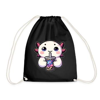 Axolotls Drink Bubble Tea Galaxy Boba Axolotl - Drawstring Bag - black - Front