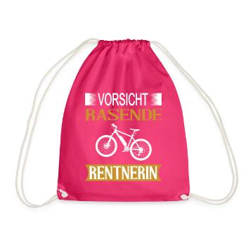 Rentnerin E-Bike Radfahrerin - Turnbeutel - Fuchsia - Vorne