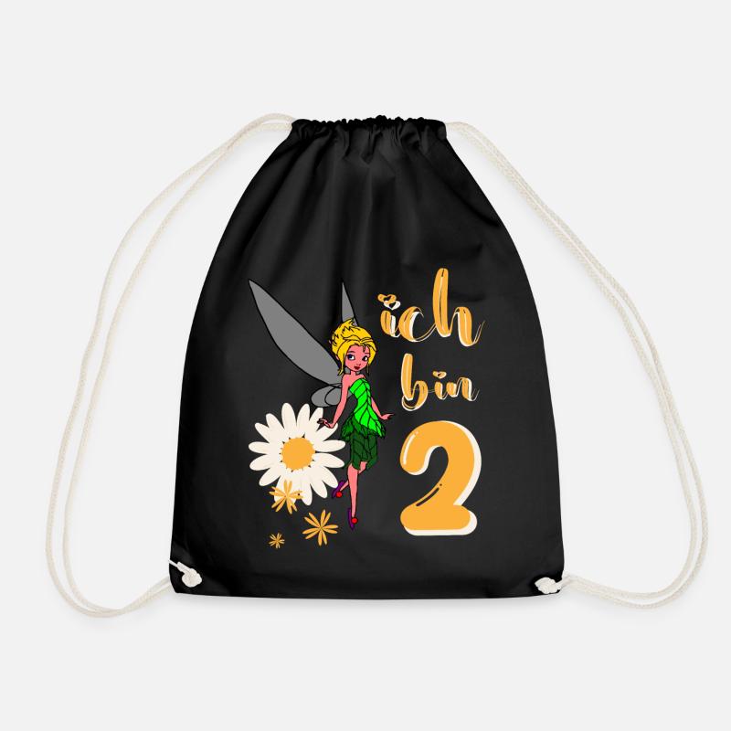 Ich bin 2 Jahre alt Fee Blumen Geburtstag Mädchen - Turnbeutel - Schwarz