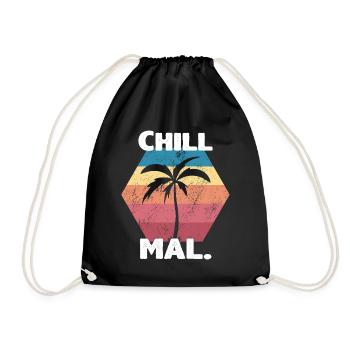 Chill mal Retro Vintage Sonnenuntergang Palme - Turnbeutel - Schwarz - Vorne