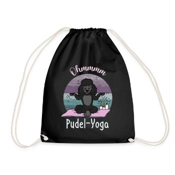 Pudelmotiv - schwarzer Pudel praktiziert Yoga - Turnbeutel - Schwarz - Vorne