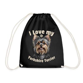 Ich Liebe mein Yorkshire Terrier - Turnbeutel - Schwarz - Vorne