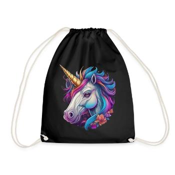 Unicorn Head - Drawstring Bag - black - Front