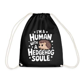 Hedgehog Spiny Animal Hedgehog - Drawstring Bag - black - Front
