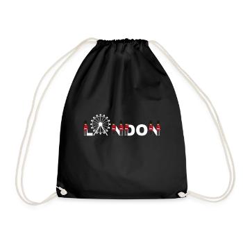 London lettering with Palace Guard from Buckingham - Drawstring Bag - black - Front