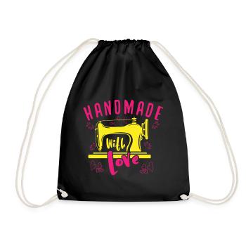 Handmade With Love – Bunte Liebe Zum Nähen - Turnbeutel - Schwarz - Vorne
