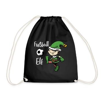 Fußball elf Wichtel Weihnachtself Winter - Turnbeutel - Schwarz - Vorne